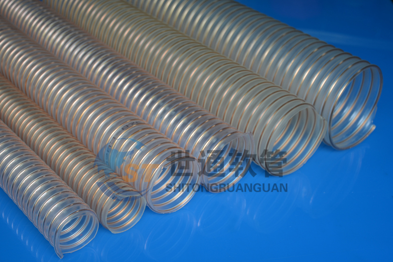 PU 鋼絲軟管，PU鋼絲管，PU聚氨酯鋼絲波紋管，耐磨工業(yè)吸塵通風(fēng)軟管 